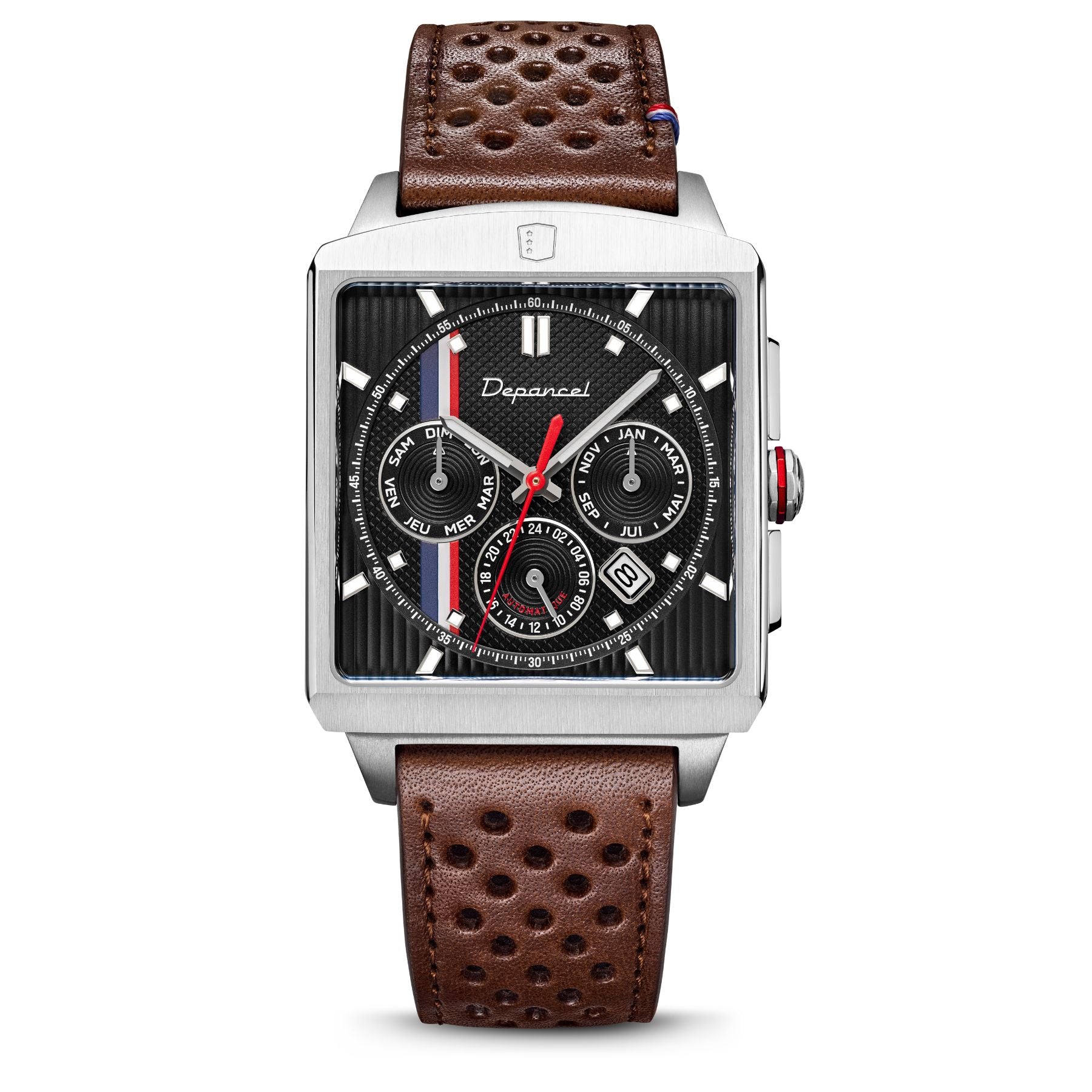 Serie R-F-back Black Shadow montre francaise homme automatique calendrier carré