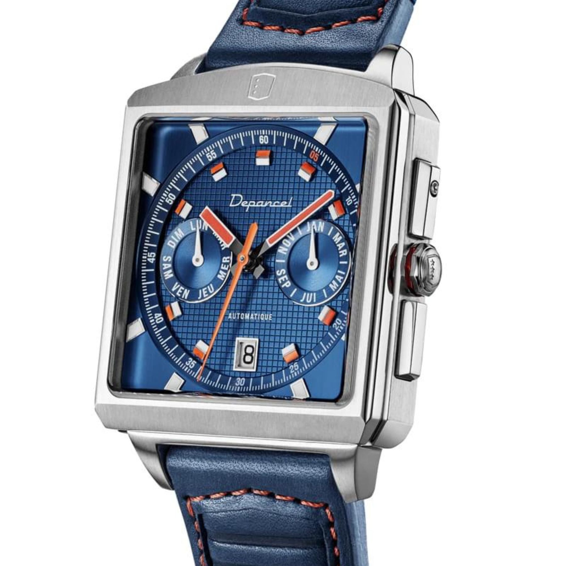 Serie-P - 5 ans - montre française homme automatique - calendrier carré