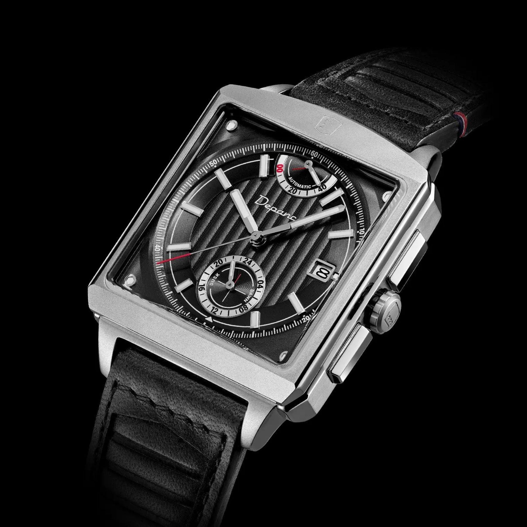 Serie-P - Cruiser - Shadow Black - montre française homme automatique - carré réserve de marche 24h