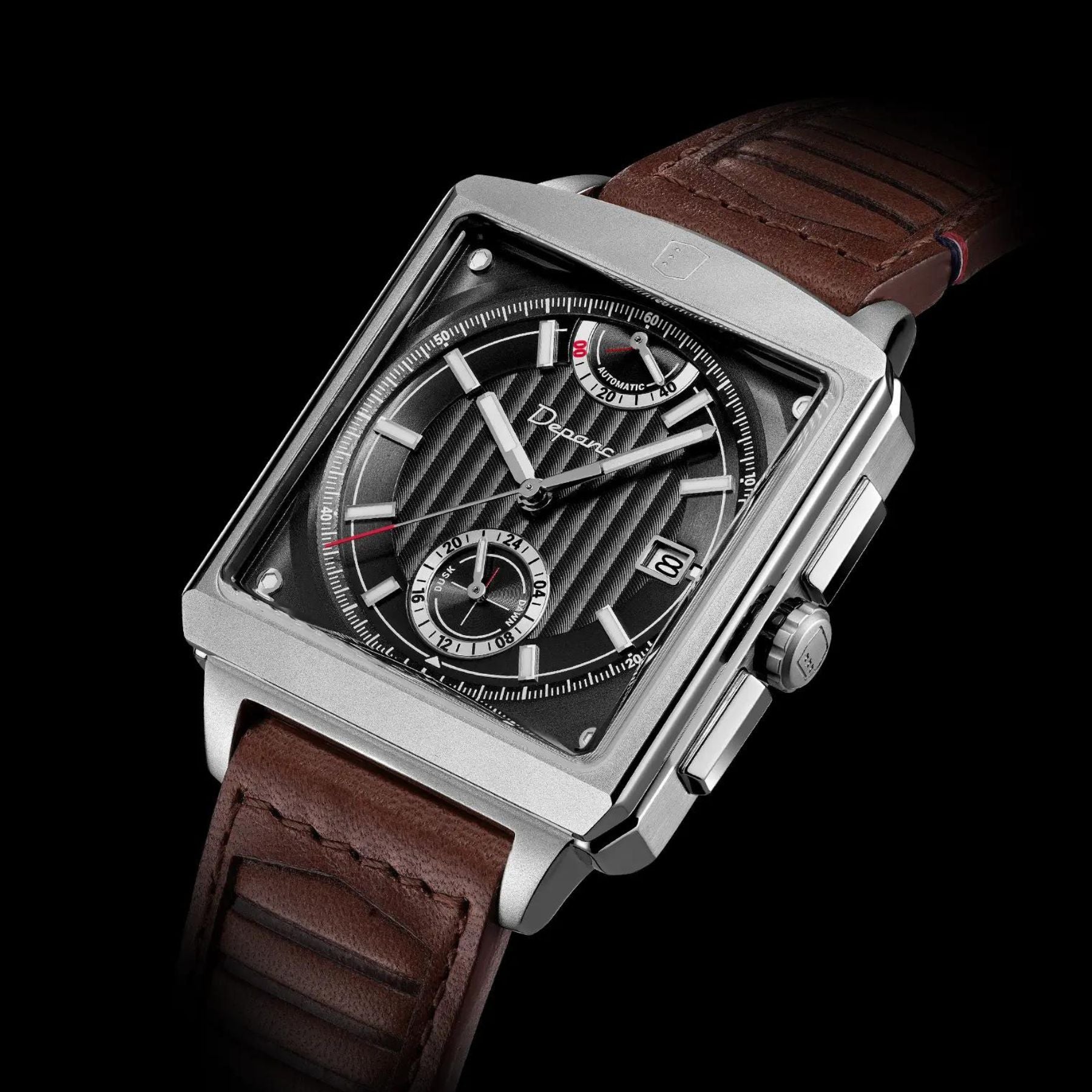 Serie-P - Cruiser - Shadow Black - montre française homme automatique - carré réserve de marche 24h