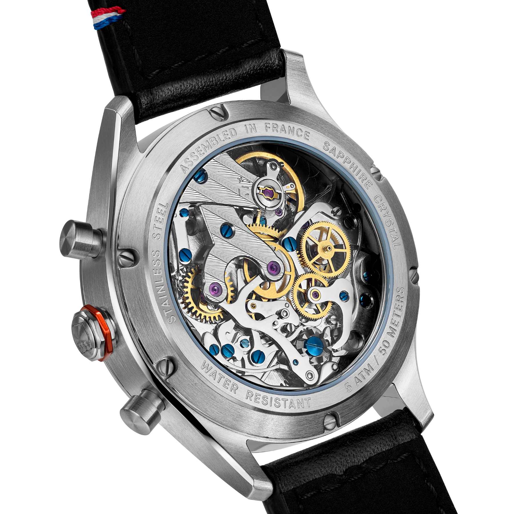 Allure chronographe manuel mouvement-bracelet bleu montres francaises 39mm