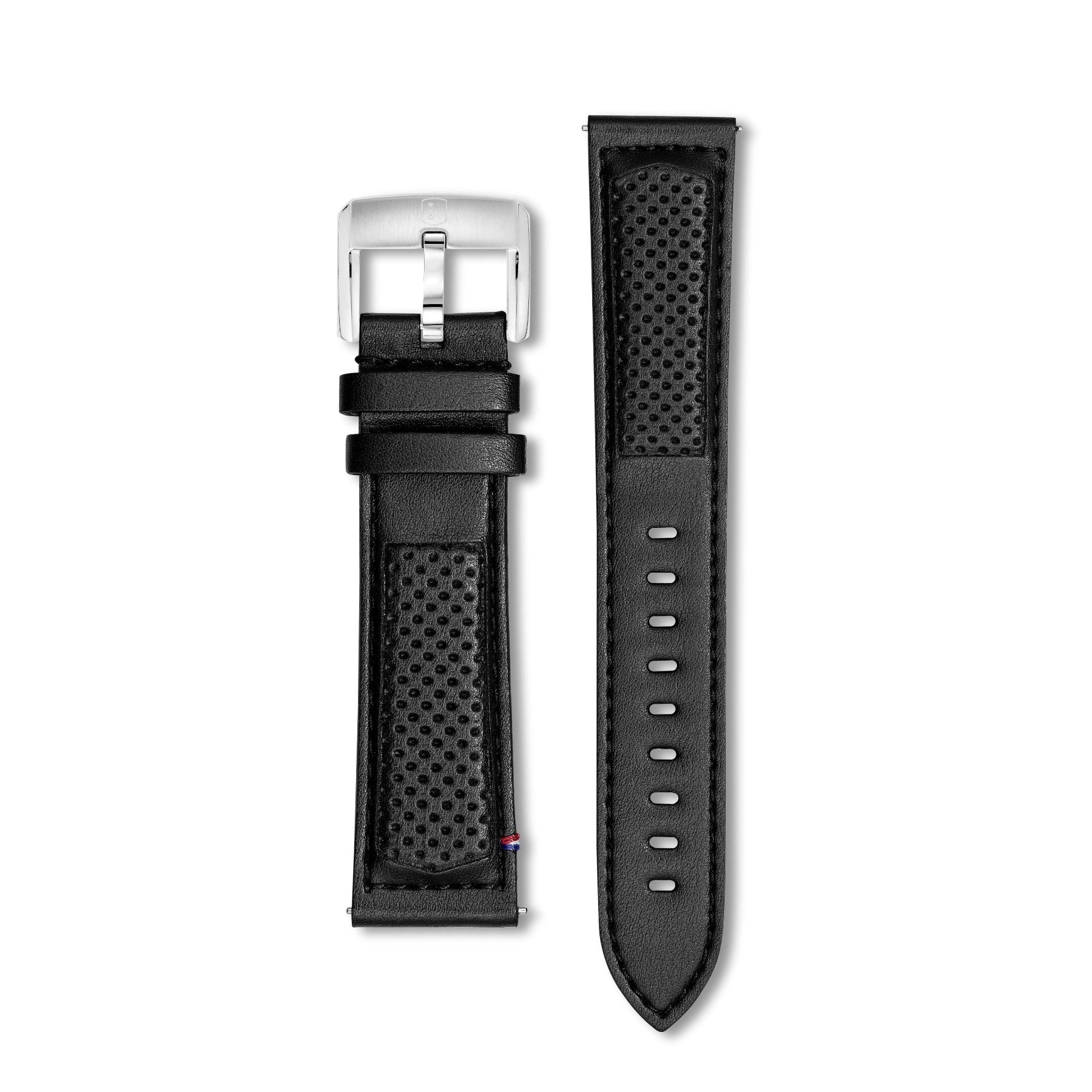 Bracelet cuir boucle ardillon - Traforato - noir - montre française homme automatique