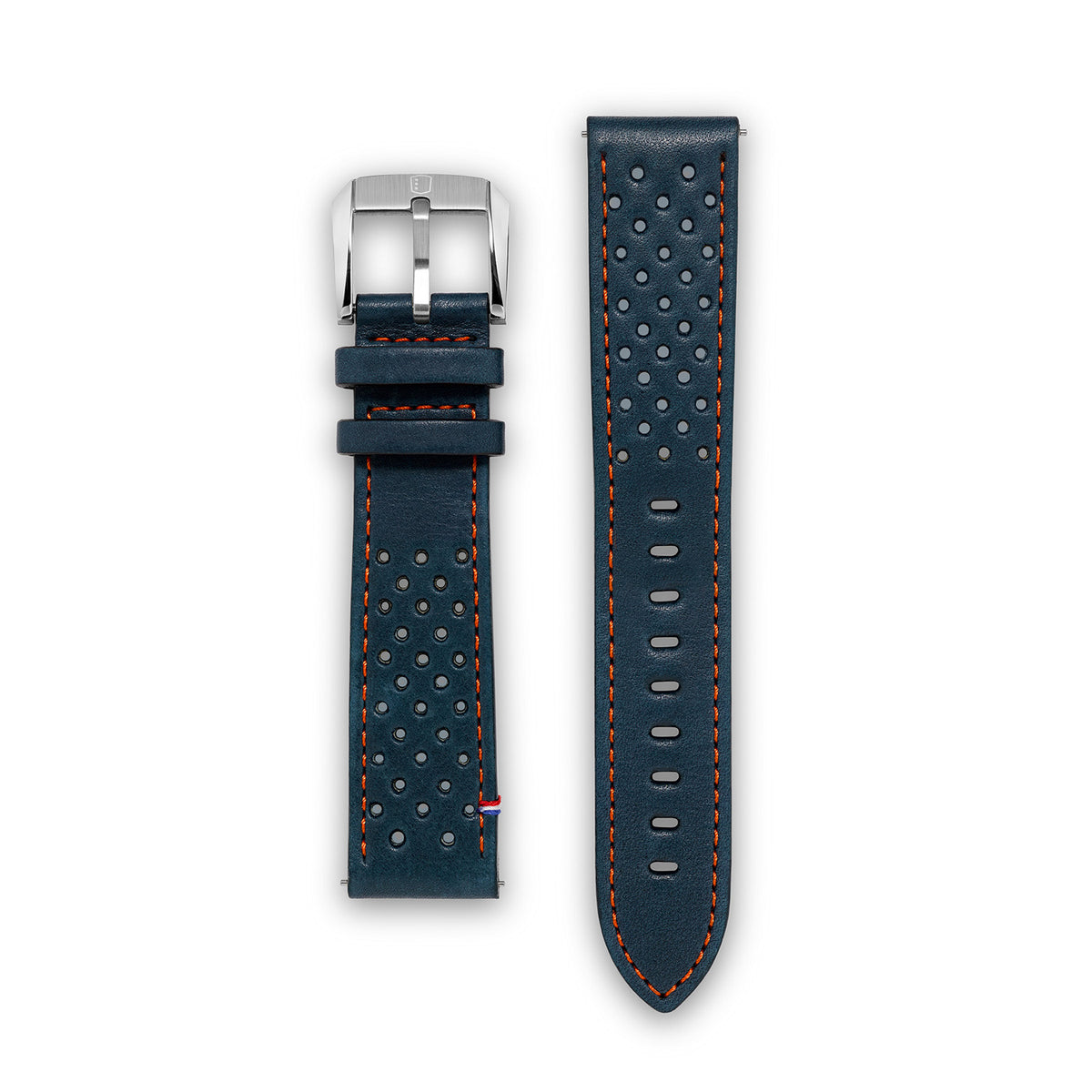 Leather Strap - Racing Blue with Orange stitching