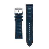 Leather Strap - Driving Blue with Orange Stitching - 22mm