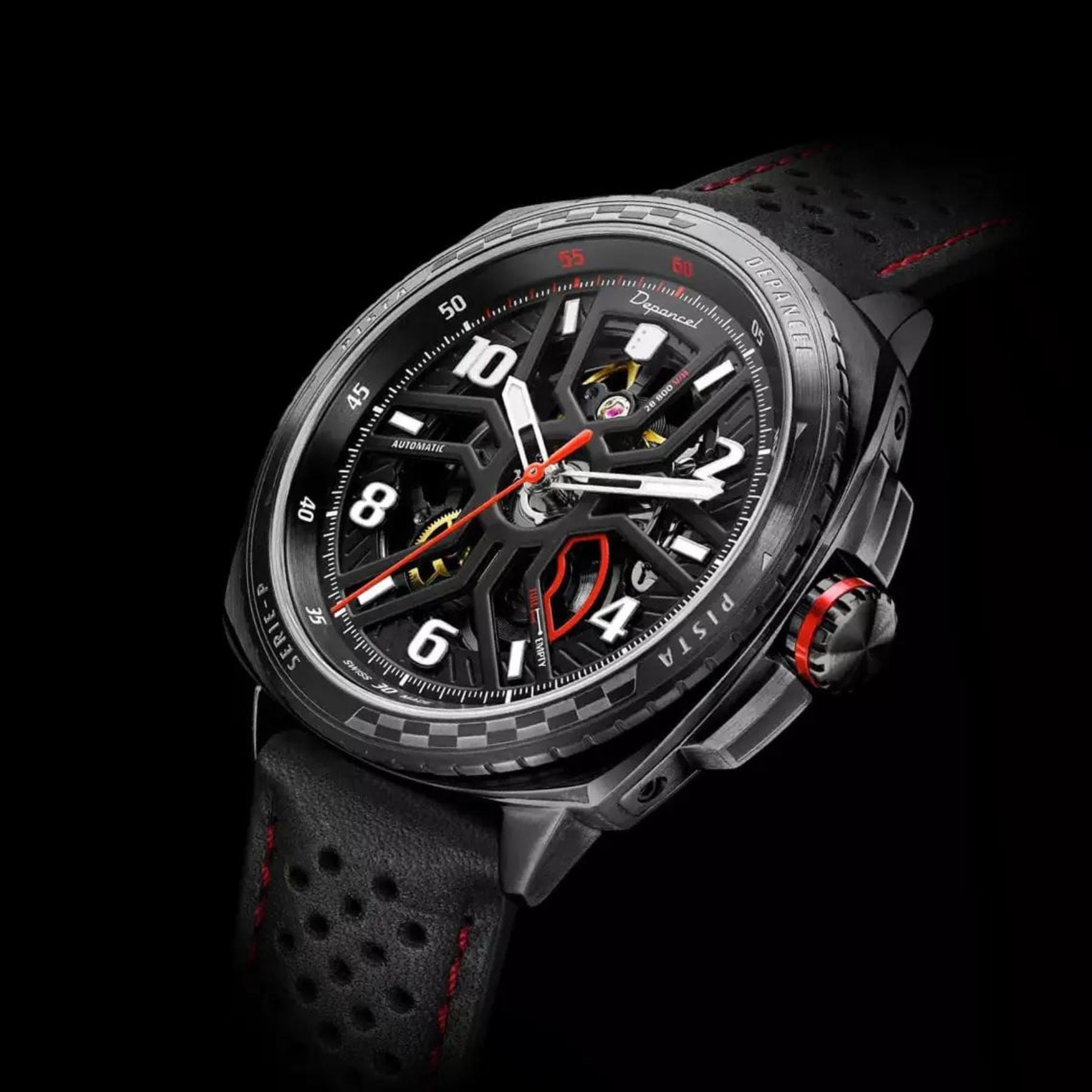 Serie-P  - Pista GT - Full Black - montre française homme automatique - Squelette