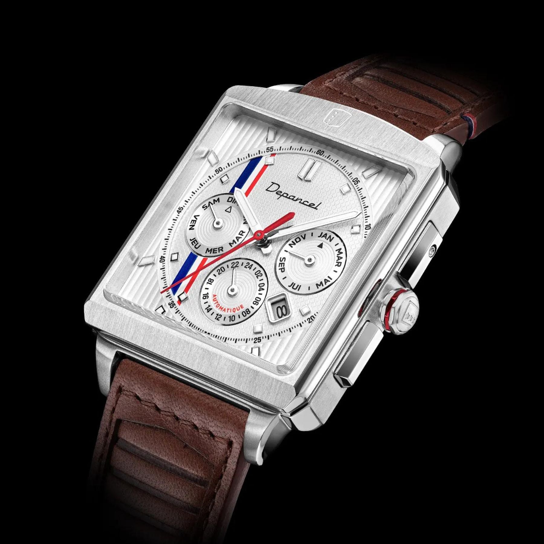 Serie-R - F-back - Rising white - montre française homme automatique - calendrier carré